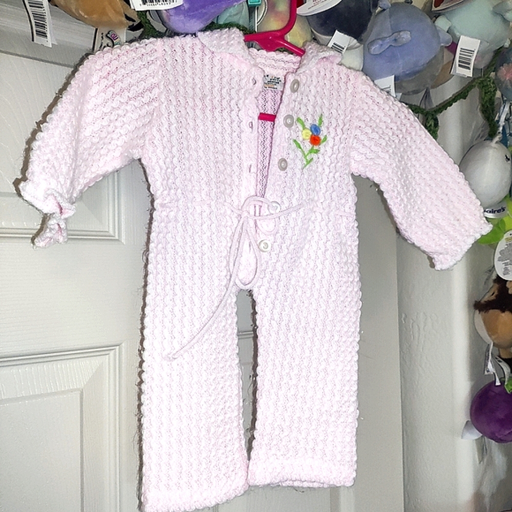 Adorable Pink Knit Kids Footie